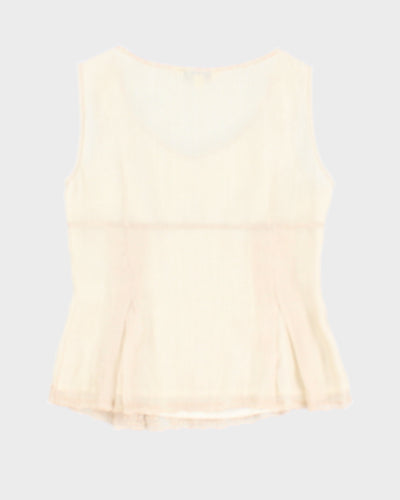 Vintage 00s Anna Lice Cream Beaded Top - M/L