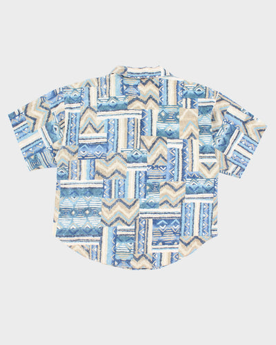 Vintage 90s Caribou Blue Hawaiian Blouse - M/L