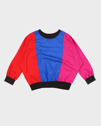 Vintage Leslie Fay Red/Blue/Pink Colour Block Top - L