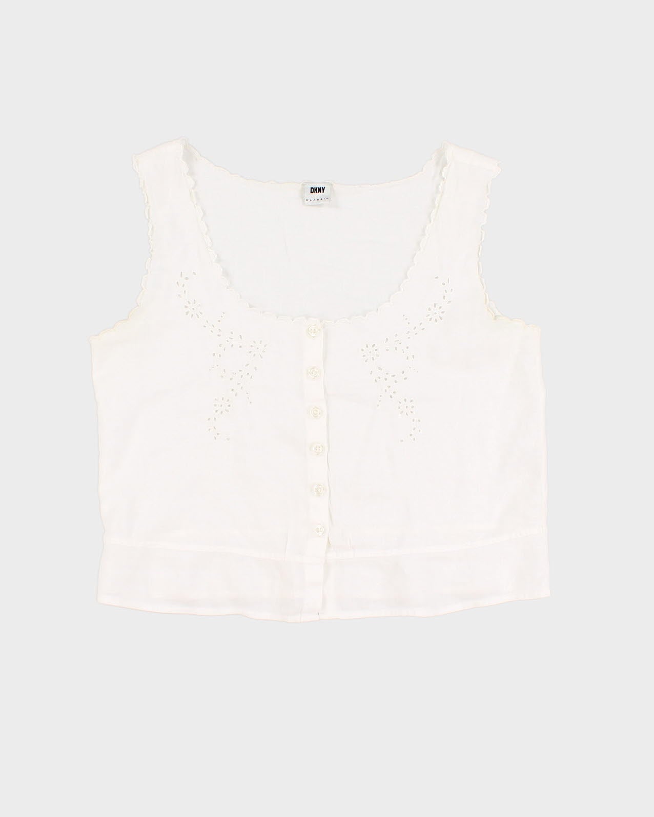 DKNY White Button Up Sleeveless Blouse - S