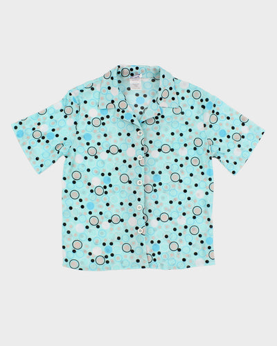 00s Tabi Blue Spotty Mesh Blouse - S