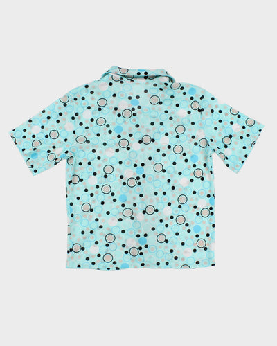 00s Tabi Blue Spotty Mesh Blouse - S