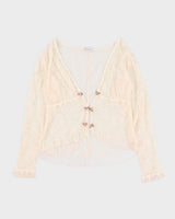 Vintage 90s Claire Pettibone Lace Rose Detailed Blouse - M