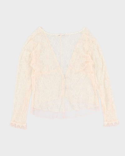 Vintage 90s Claire Pettibone Lace Rose Detailed Blouse - M