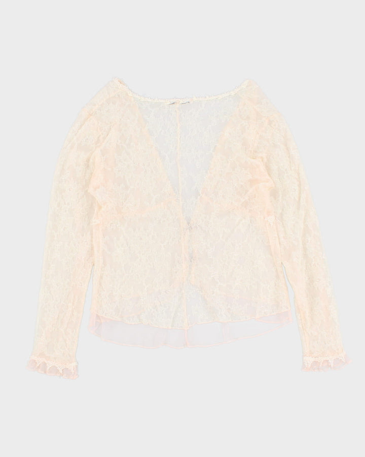 Vintage 90s Claire Pettibone Lace Rose Detailed Blouse - M