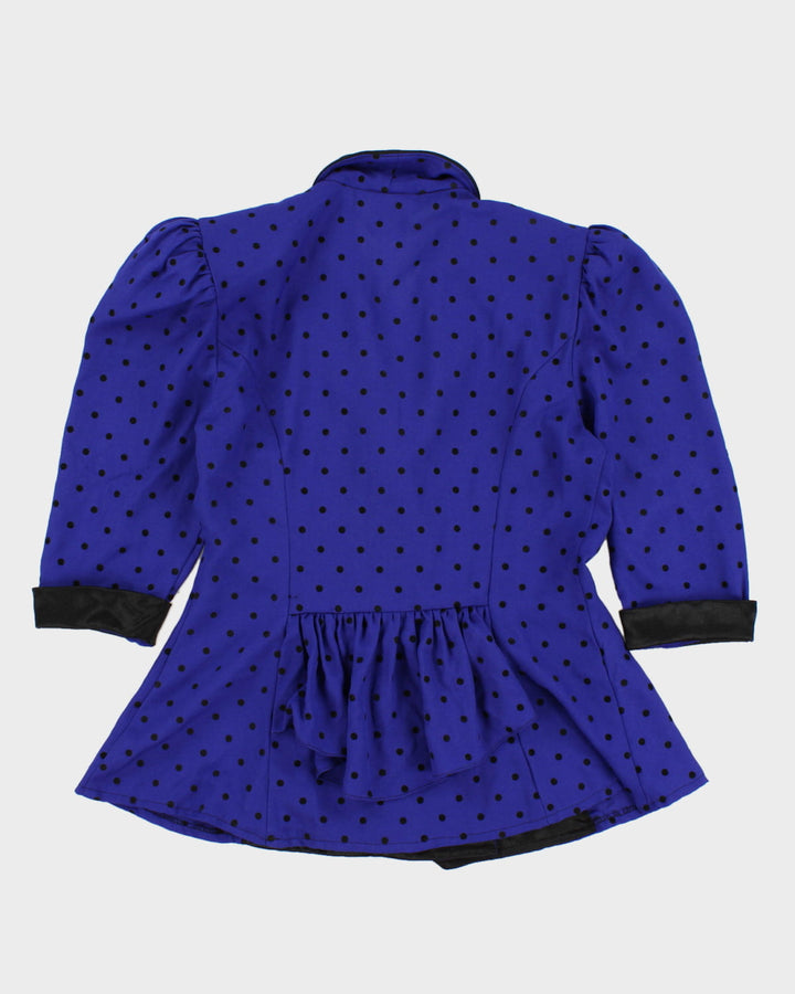 Vintage 80s Nu Mode Collared Polka Dot Blouse - M