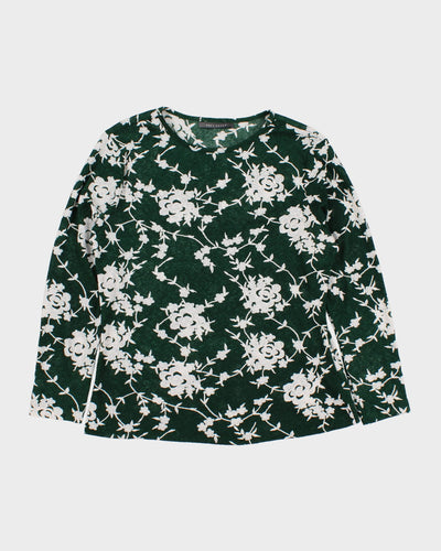 00s Suzy Shier Floral Green Long Sleeve Top - M
