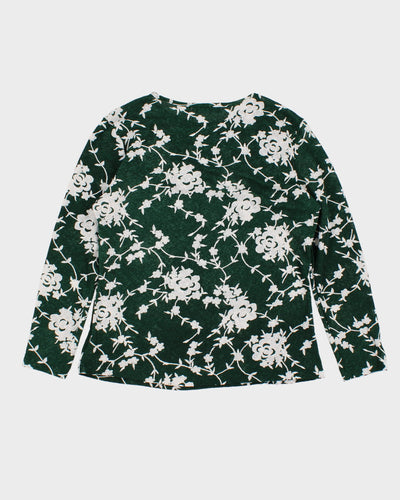 00s Suzy Shier Floral Green Long Sleeve Top - M
