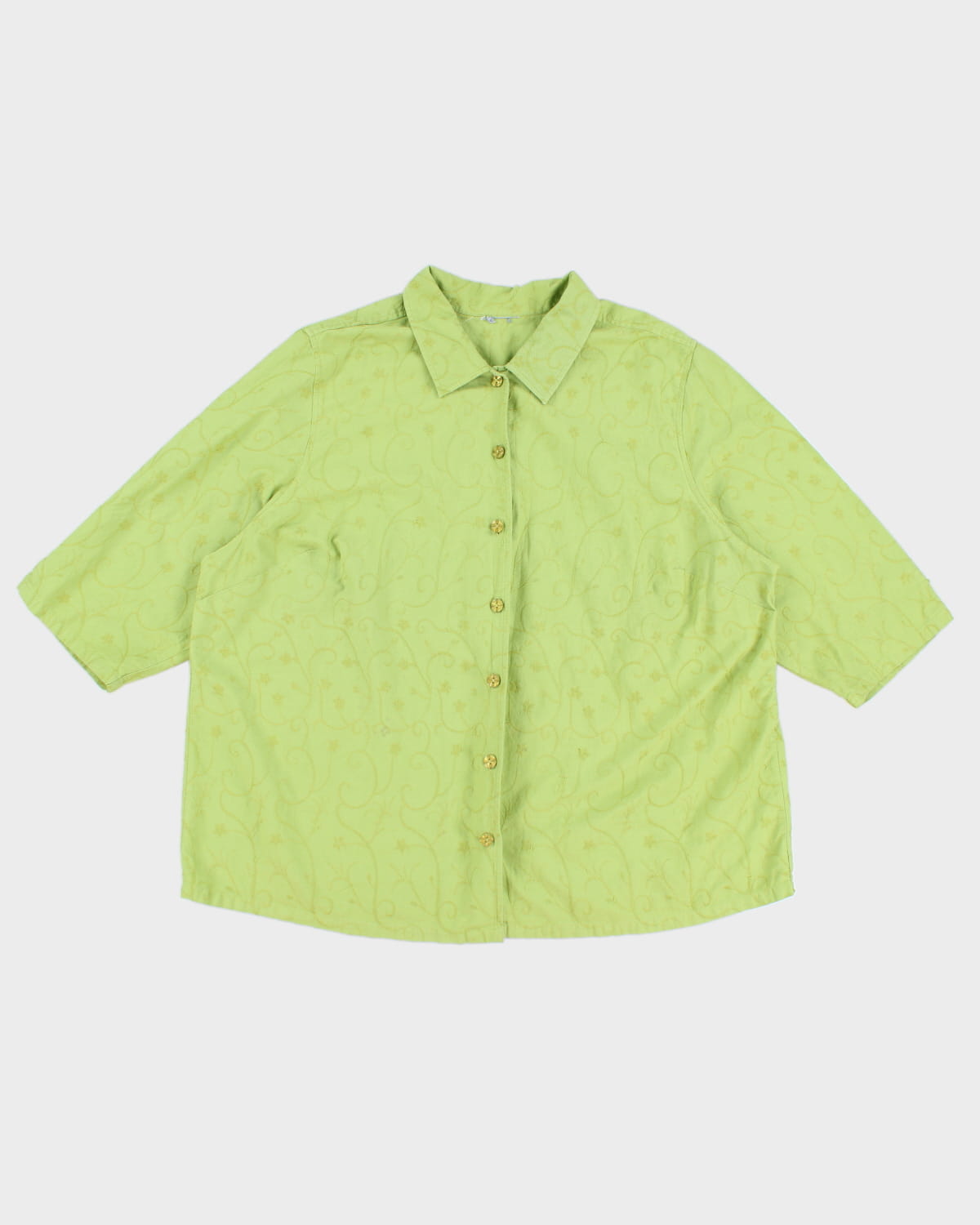 Vintage Green Embroidered Shirt - XXXL