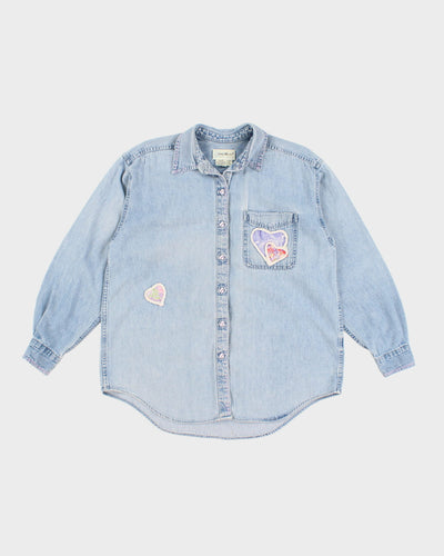 Vintage 90s Eddie Bauer Distressed Sweetheart Denim Shirt - L