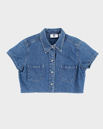Darling Western Denim Cap Sleeve Button Up - S