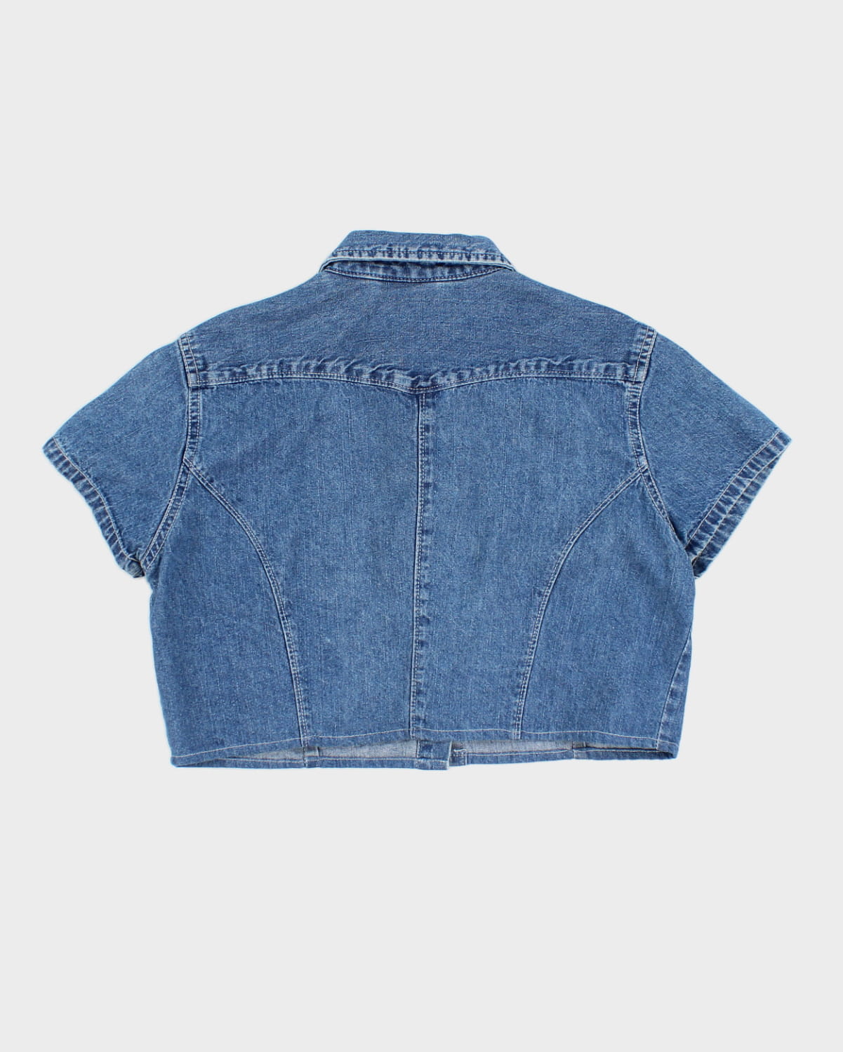 Darling Western Denim Cap Sleeve Button Up - S