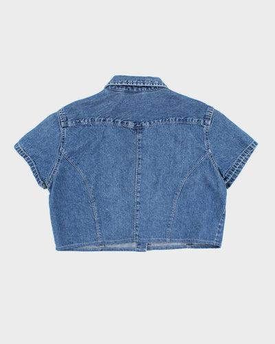 Darling Western Denim Cap Sleeve Button Up - S