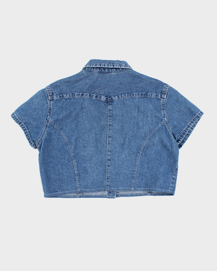 Darling Western Denim Cap Sleeve Button Up - S