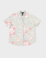 00s Ralph Lauren Petites Green Floral Blouse - S