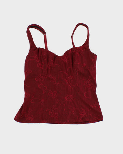 Y2K 00s Arianne Floral Detailed Red Blouse - XS