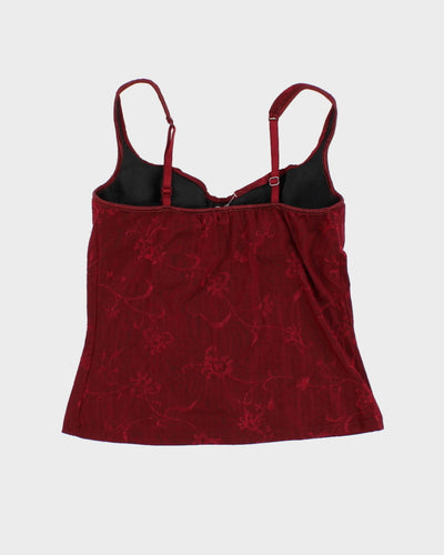 Y2K 00s Arianne Floral Detailed Red Blouse - XS