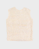 Vintage 1960s Cream Sequinned Top - S