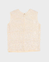 Vintage 1960s Cream Sequinned Top - S