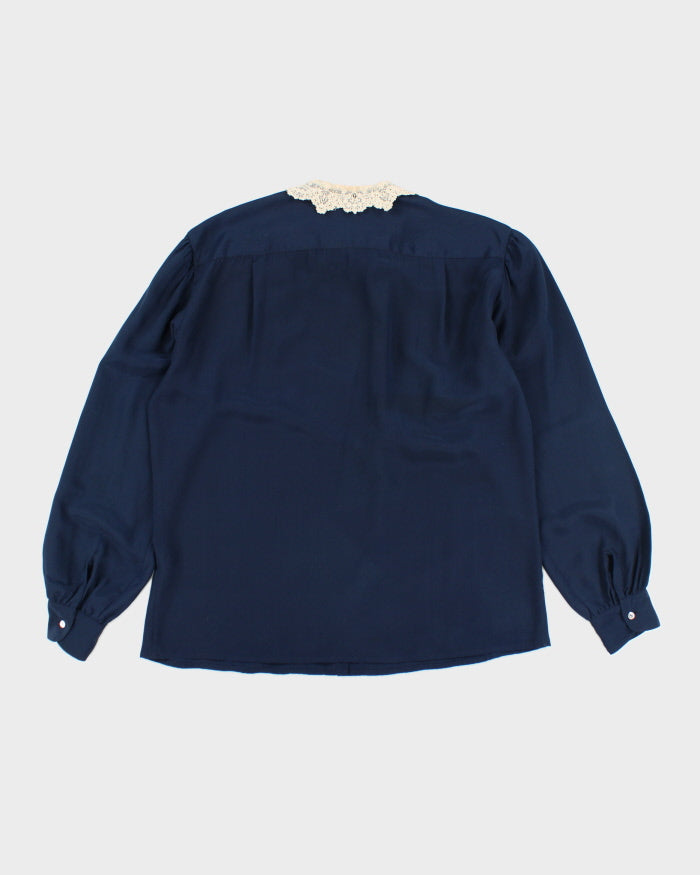 00s Ralph Lauren Lace Collared Silk Blouse - L