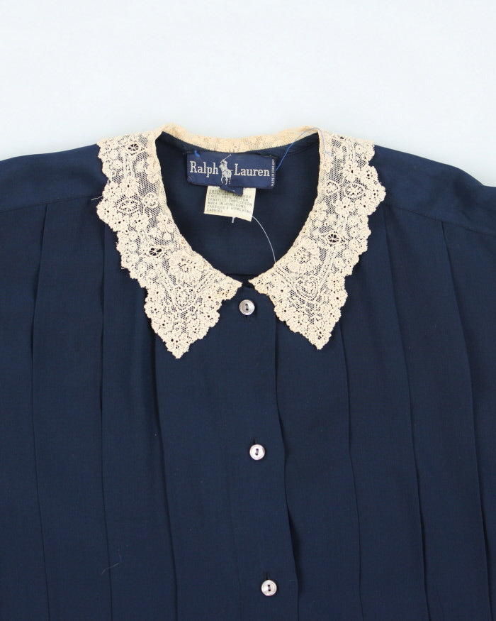 00s Ralph Lauren Lace Collared Silk Blouse - L