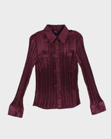Vintage Purple Pleated Texture Blouse - M