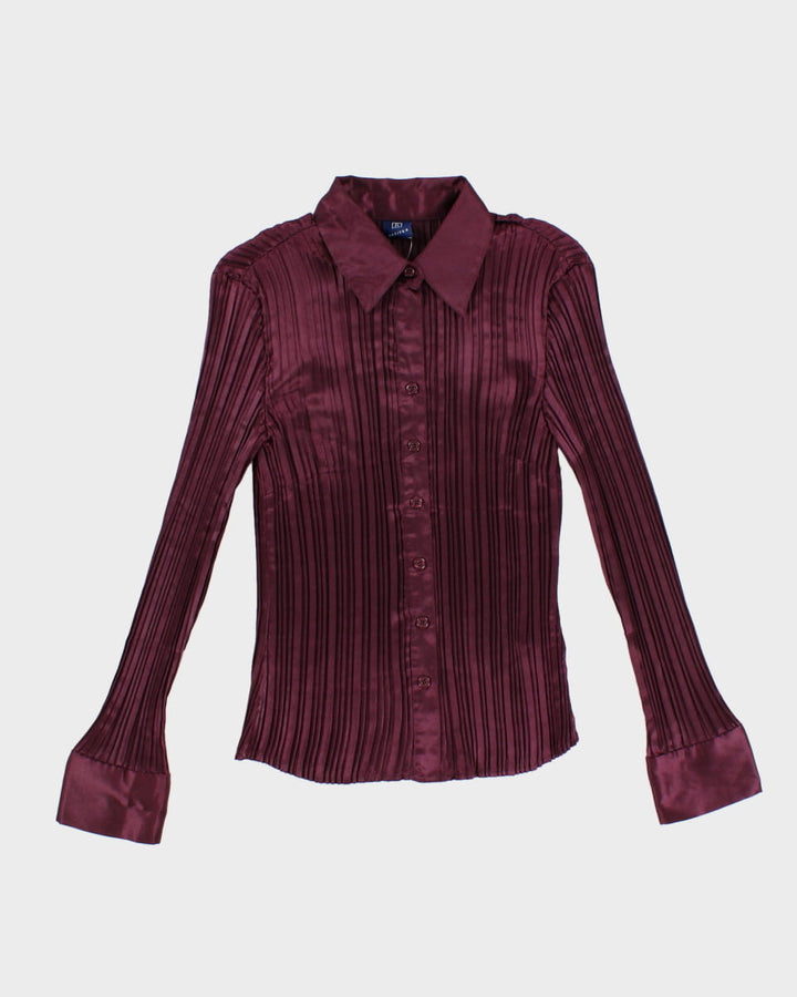 Vintage Purple Pleated Texture Blouse - M