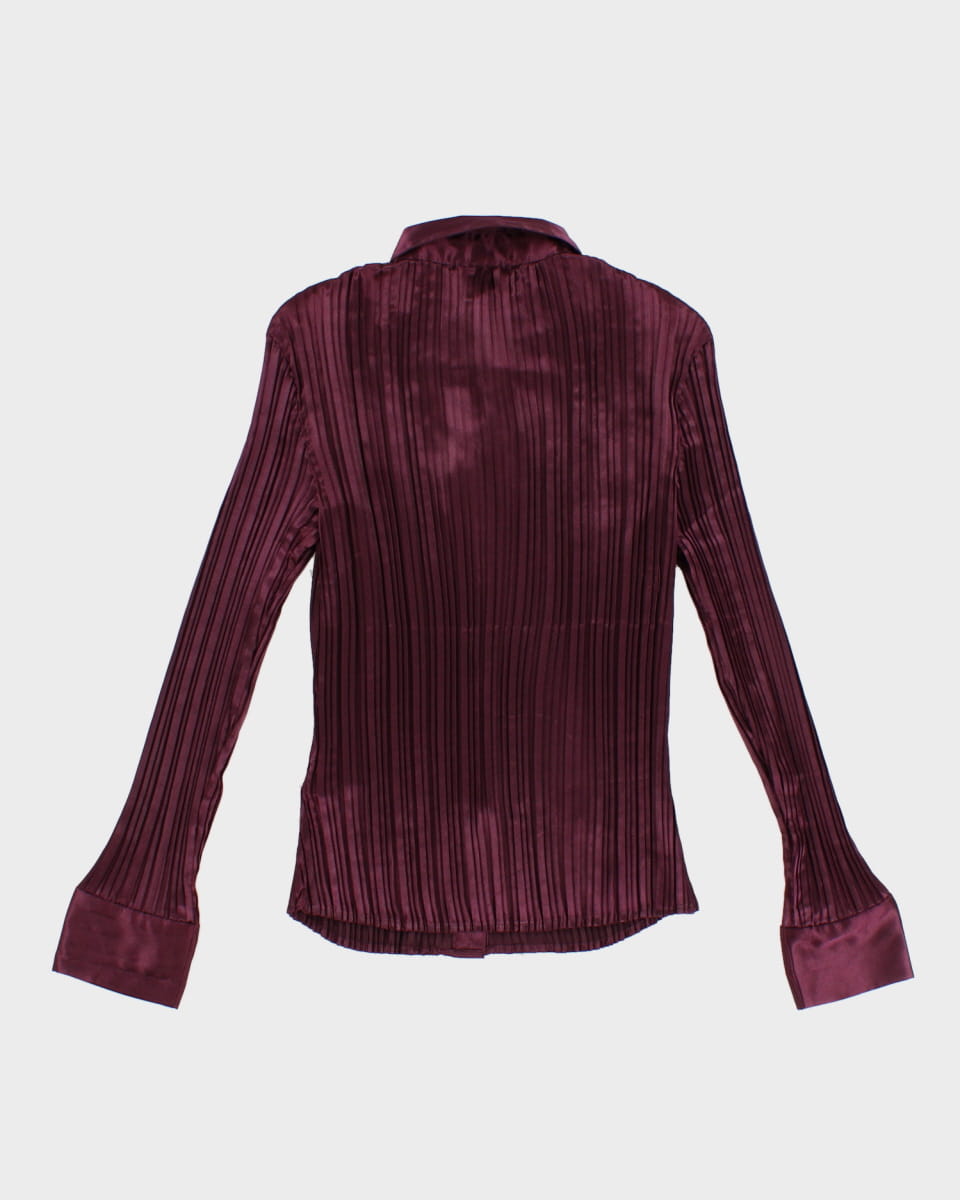 Vintage Purple Pleated Texture Blouse - M