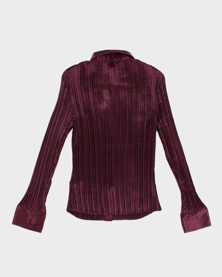 Vintage Purple Pleated Texture Blouse - M