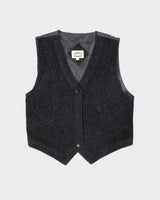 Vintage Separate Scene Embroidered Suede Waistcoat - L