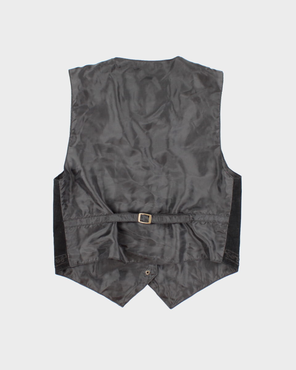 Vintage Separate Scene Embroidered Suede Waistcoat - L