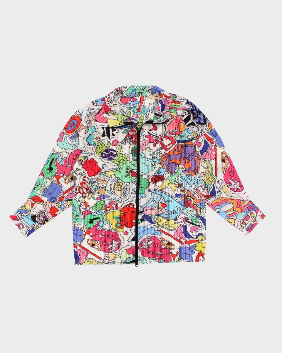 Handmade Loud Printed Zip Up Blouse - XL