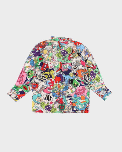 Handmade Loud Printed Zip Up Blouse - XL