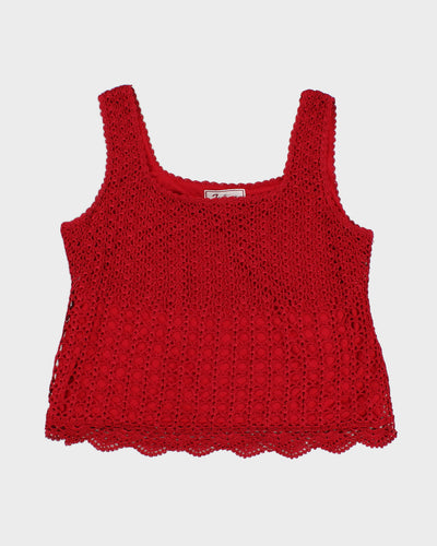 Womens Red Crochet Lined Tank Top - XL