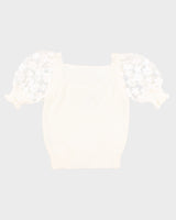 NWT Womens French Connection White Knit Floral Top - S