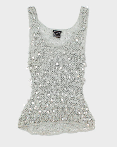 Vintage 90s Le Chateau Green Sequined Top - M