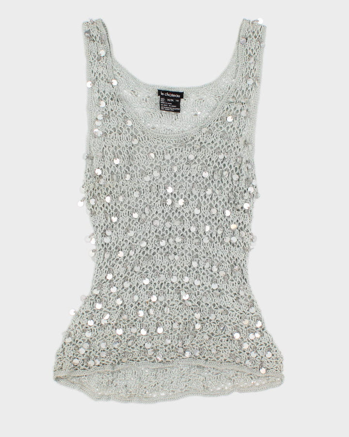 Vintage 90s Le Chateau Green Sequined Top - M
