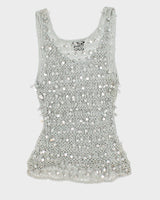 Vintage 90s Le Chateau Green Sequined Top - M