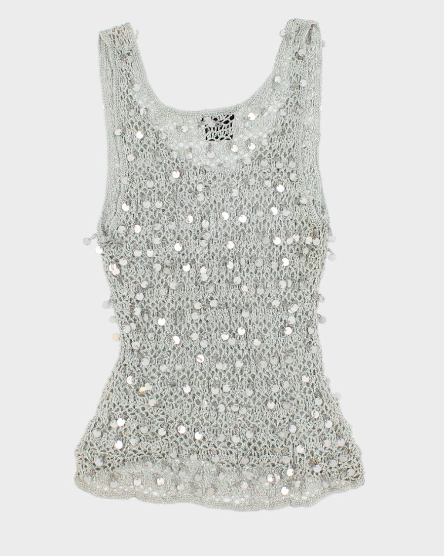 Vintage 90s Le Chateau Green Sequined Top - M