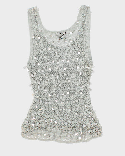 Vintage 90s Le Chateau Green Sequined Top - M