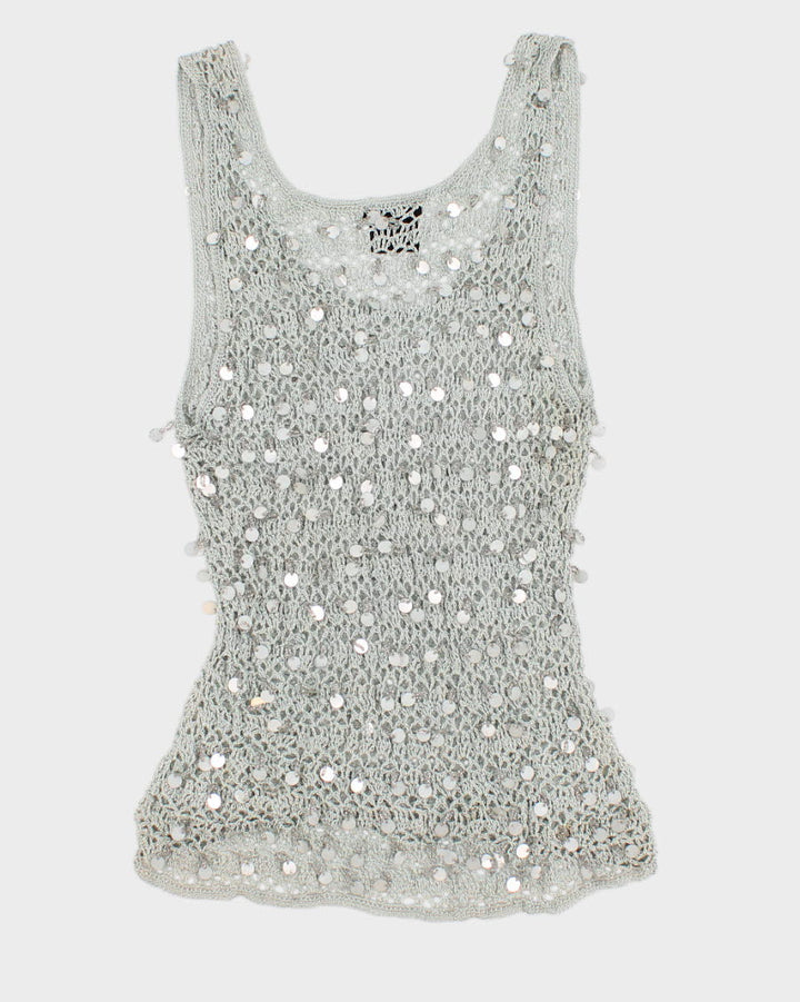 Vintage 90s Le Chateau Green Sequined Top - M
