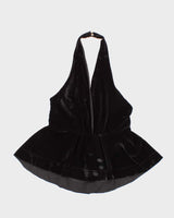 Black Velvet Halter Neck Top - S