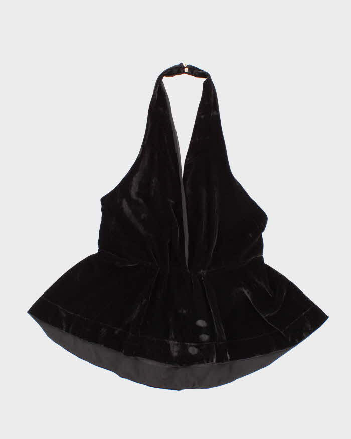 Black Velvet Halter Neck Top - S