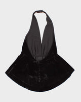 Black Velvet Halter Neck Top - S
