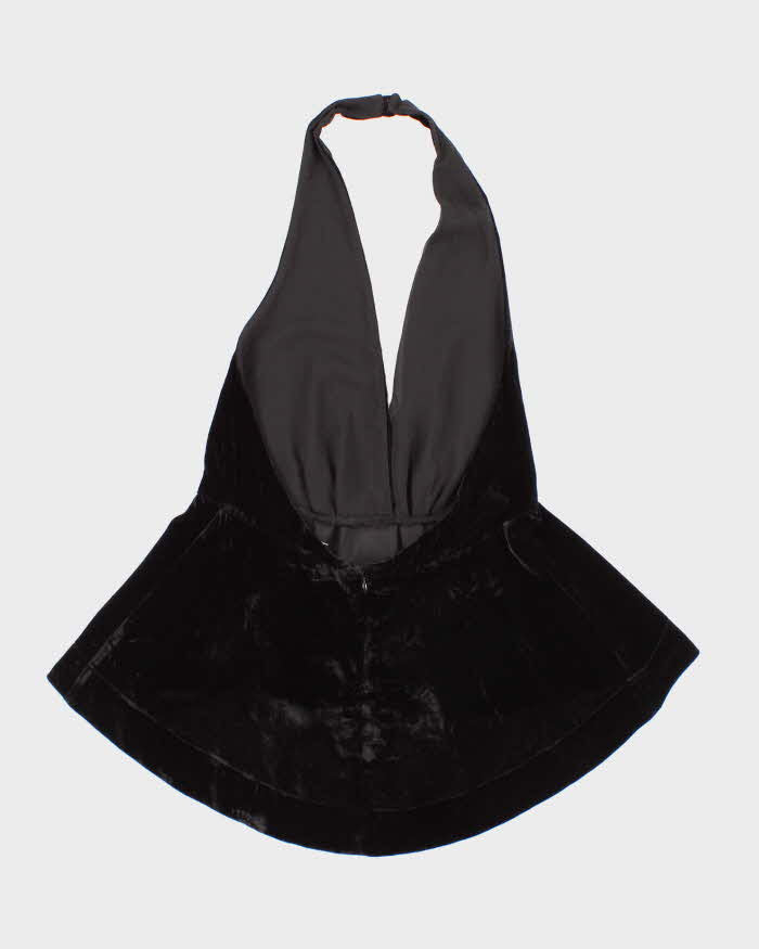 Black Velvet Halter Neck Top - S