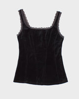 90s/00s Arianna Darling Black Velvet Cami - S