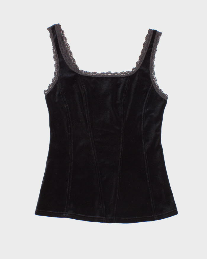 90s/00s Arianna Darling Black Velvet Cami - S