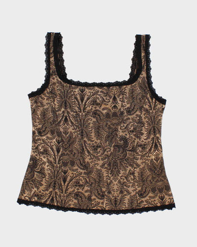 Y2K 00s Arianne Gold Floral Top - M