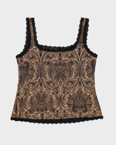 Y2K 00s Arianne Gold Floral Top - M