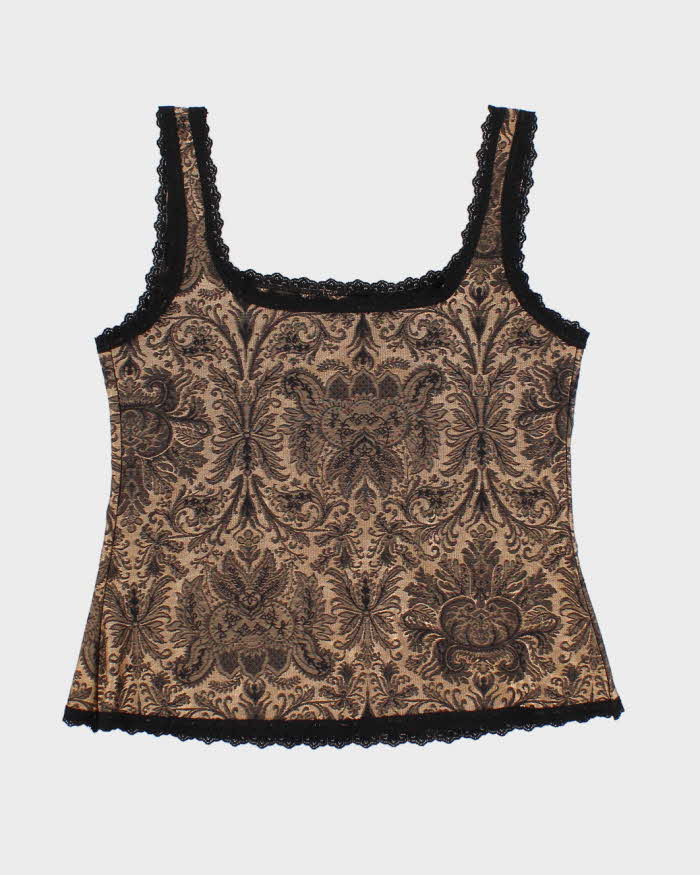 Y2K 00s Arianne Gold Floral Top - M